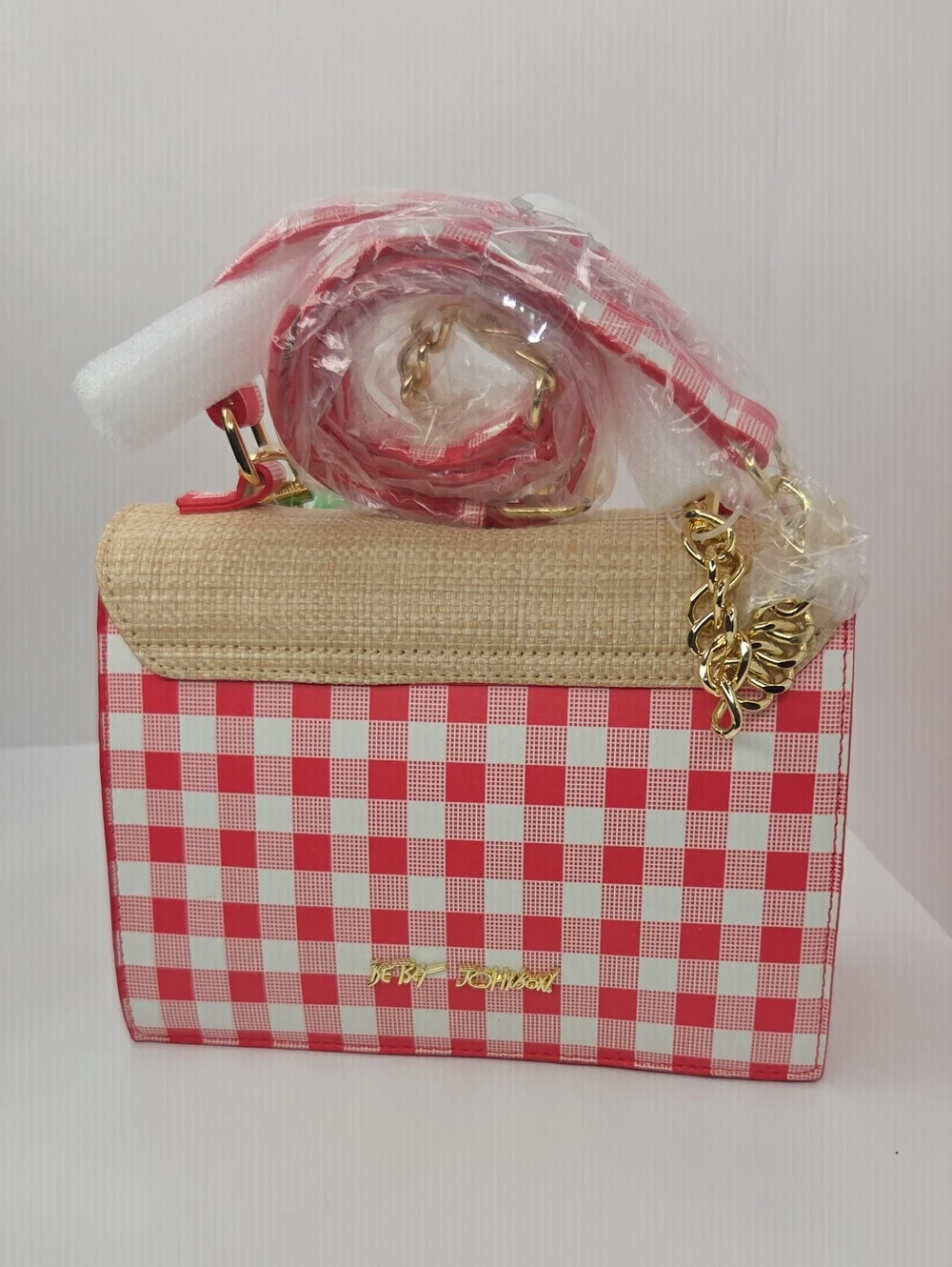 ❤️▪️Betsey Johnson▪️Red & Beige Strawberry Embellished Top-Handle Satchel
